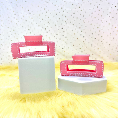 Glossy Claw Clip: Rectangle - Dashes (Assorted Colors)
