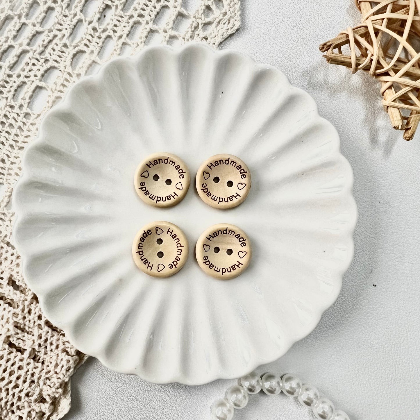 15/20/25mm Round Wooden "Handmade" Buttons