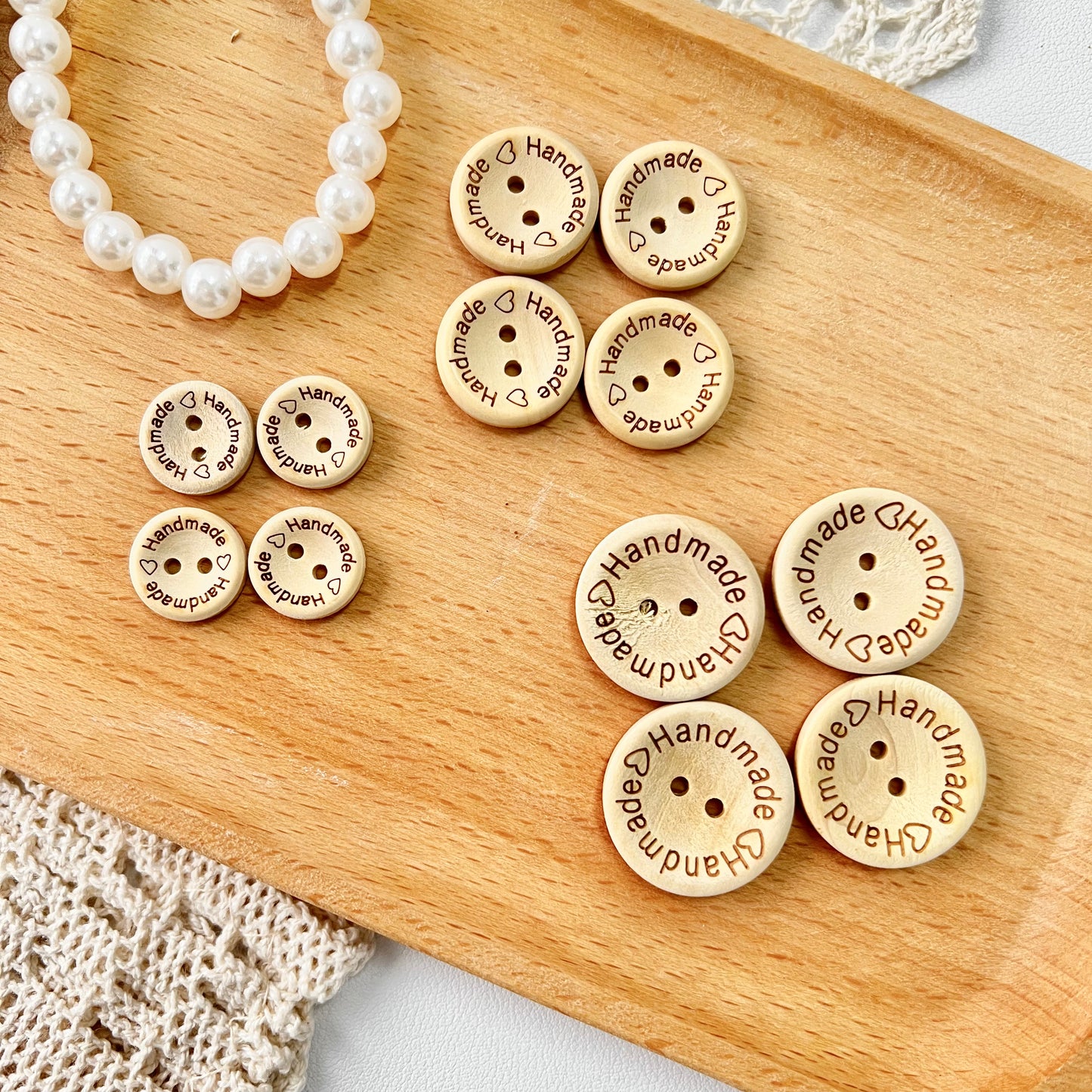 15/20/25mm Round Wooden "Handmade" Buttons
