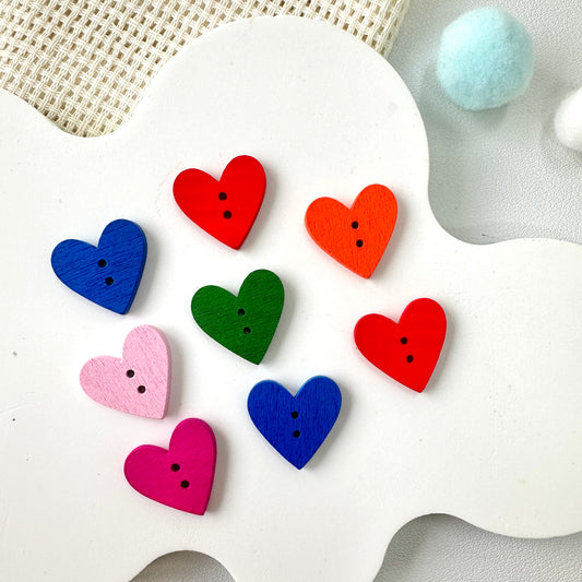 19 x 18mm Colorful Hearts Wooden Button (Assorted Colors)