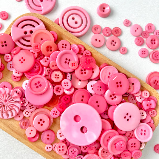 10mm - 40mm Assorted Resin Buttons (Baby Pink)