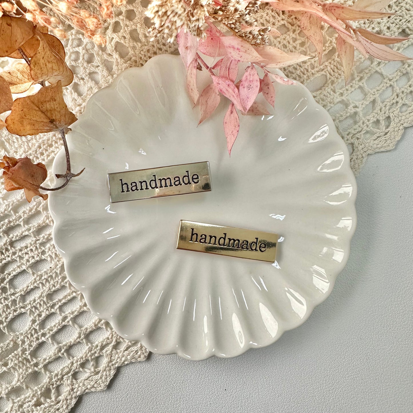 1.1cm x 4cm Metal Bag Accessory: "Handmade"