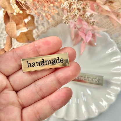 1.1cm x 4cm Metal Bag Accessory: "Handmade"