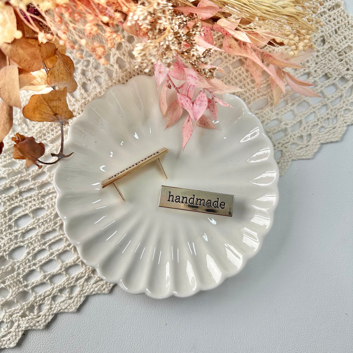 1.1cm x 4cm Metal Bag Accessory: "Handmade"