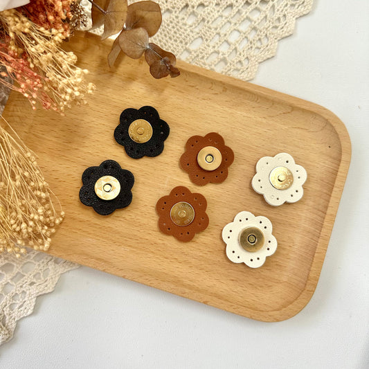 15mm Magnetic Button with Flower PU Leather (Sew-on)