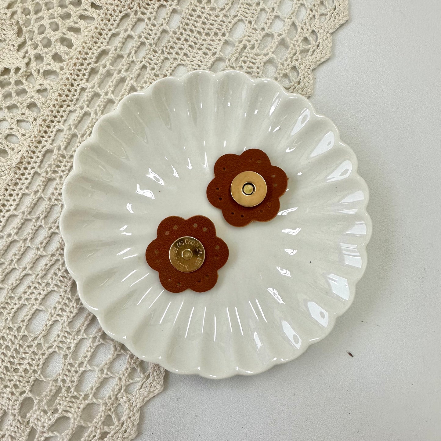 15mm Magnetic Button with Flower PU Leather (Sew-on)