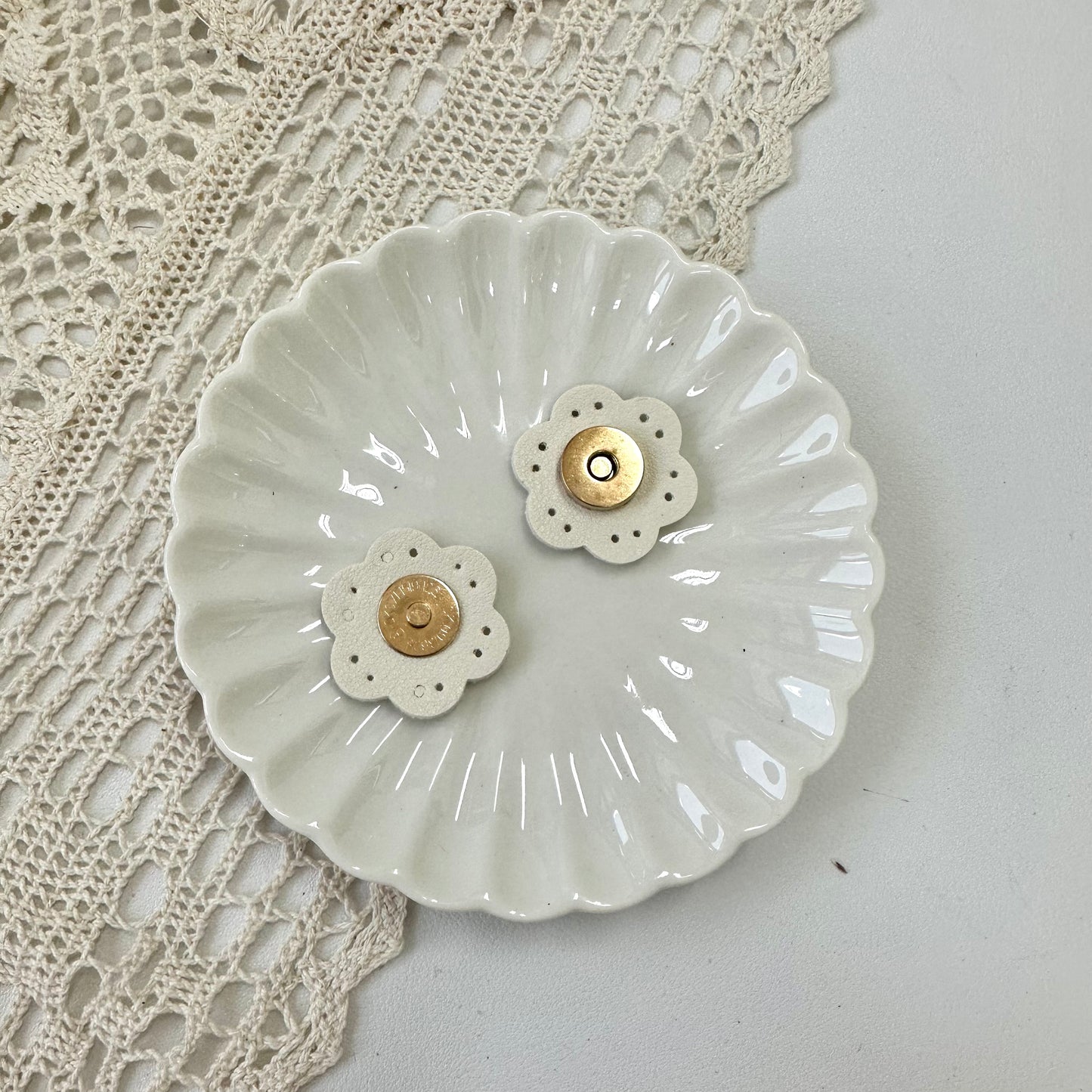 15mm Magnetic Button with Flower PU Leather (Sew-on)