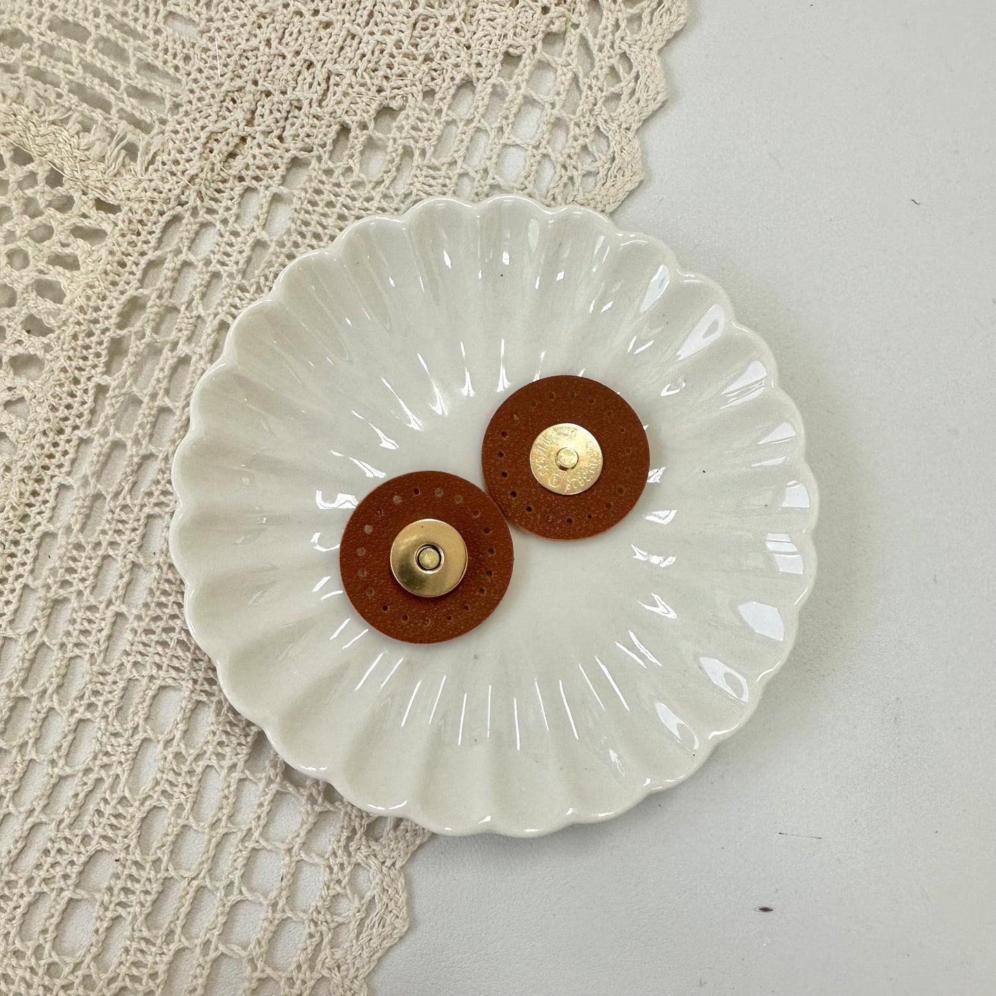 15mm Magnetic Button with Circle PU Leather (Sew-on)
