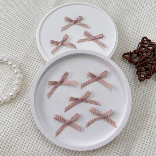 2.8cm Checkered Ribbon: Champagne