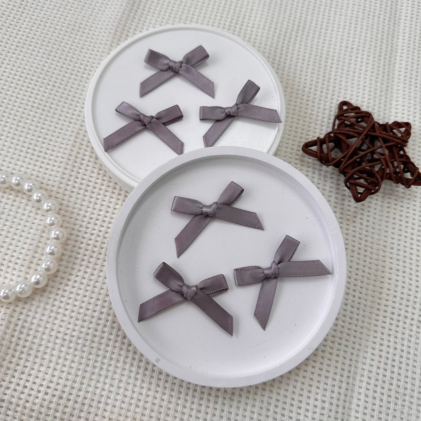 3cm Satin Ribbon: Granite Grey