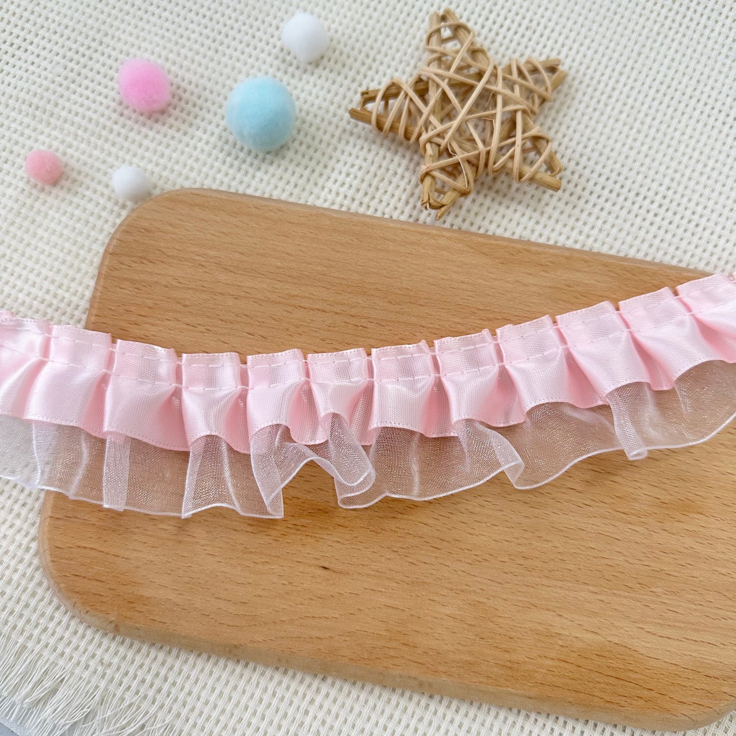 100cm Satin-Mesh Ribbon: Baby Pink