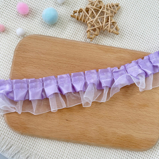 100cm Satin-Mesh Ribbon: Purple