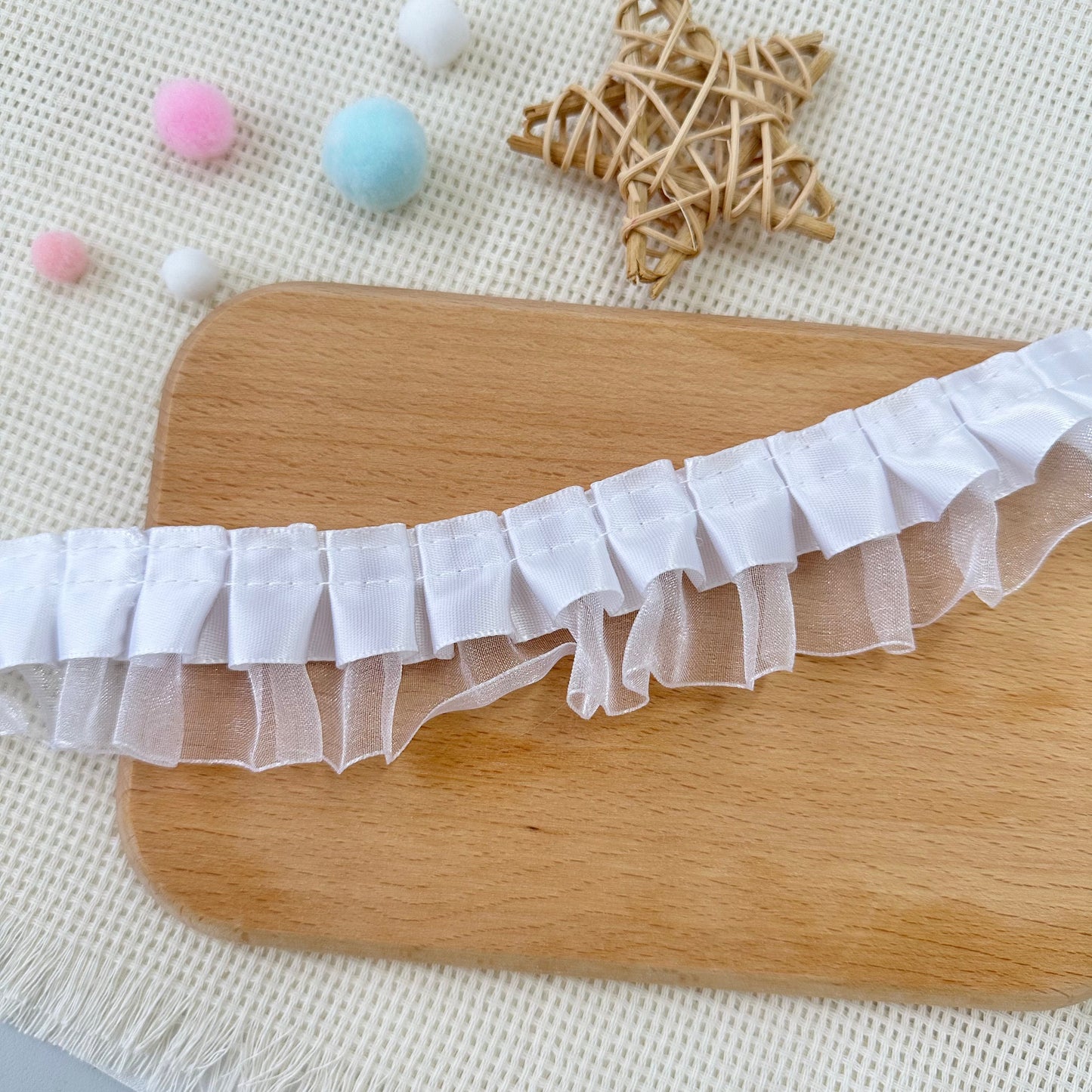 100cm Satin-Mesh Ribbon: White