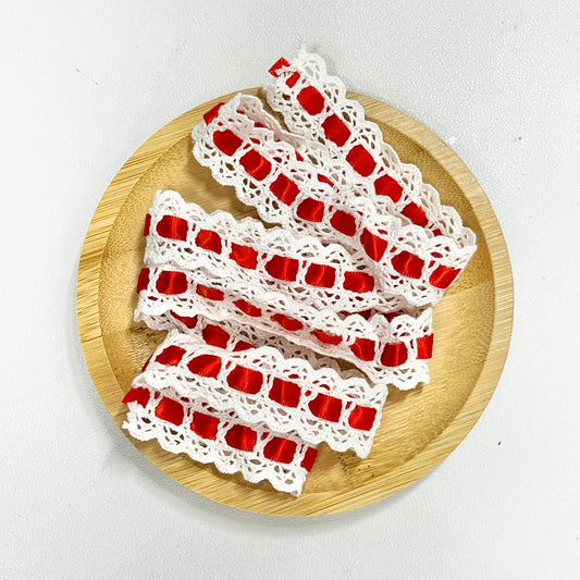 100cm Cloth Ribbon: Orange-White