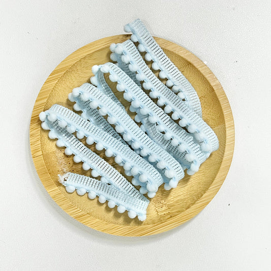 100cm Pom Pom Ribbon: Blue