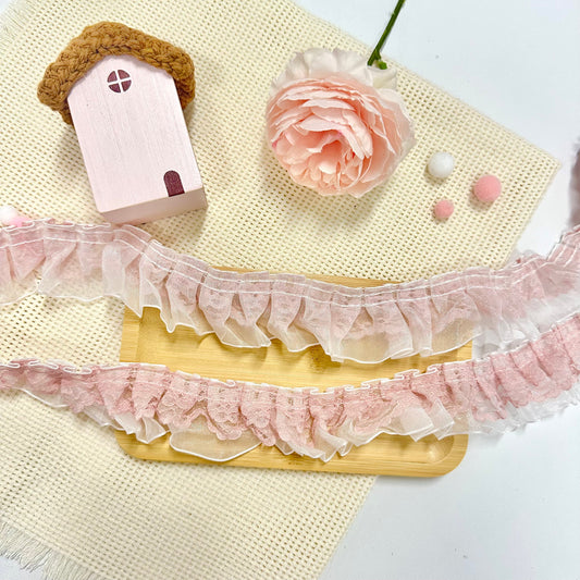 100cm Lace Sheer Ribbon: Blush Pink