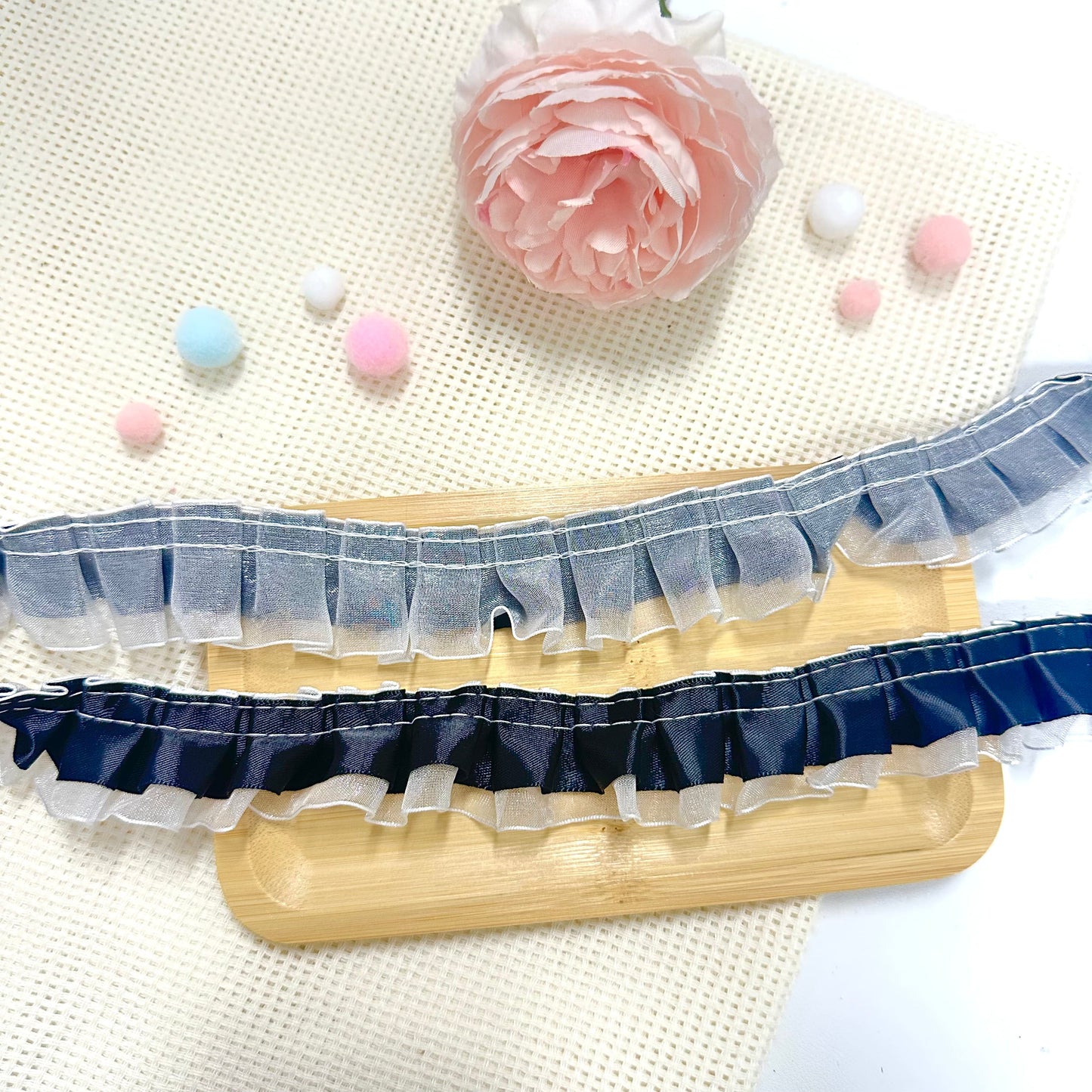 100cm Satin-Lace Ribbon: Black