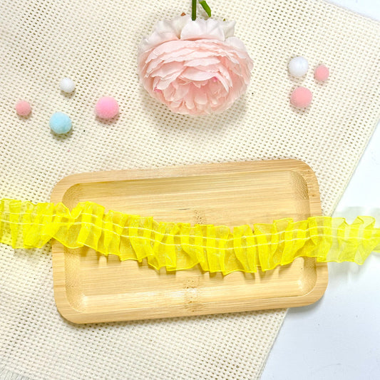 100cm Lace Ribbon: Yellow