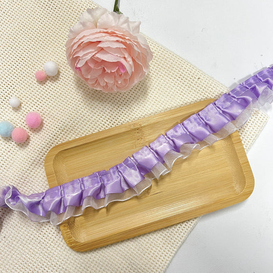 100cm Satin-Lace Ribbon: Purple