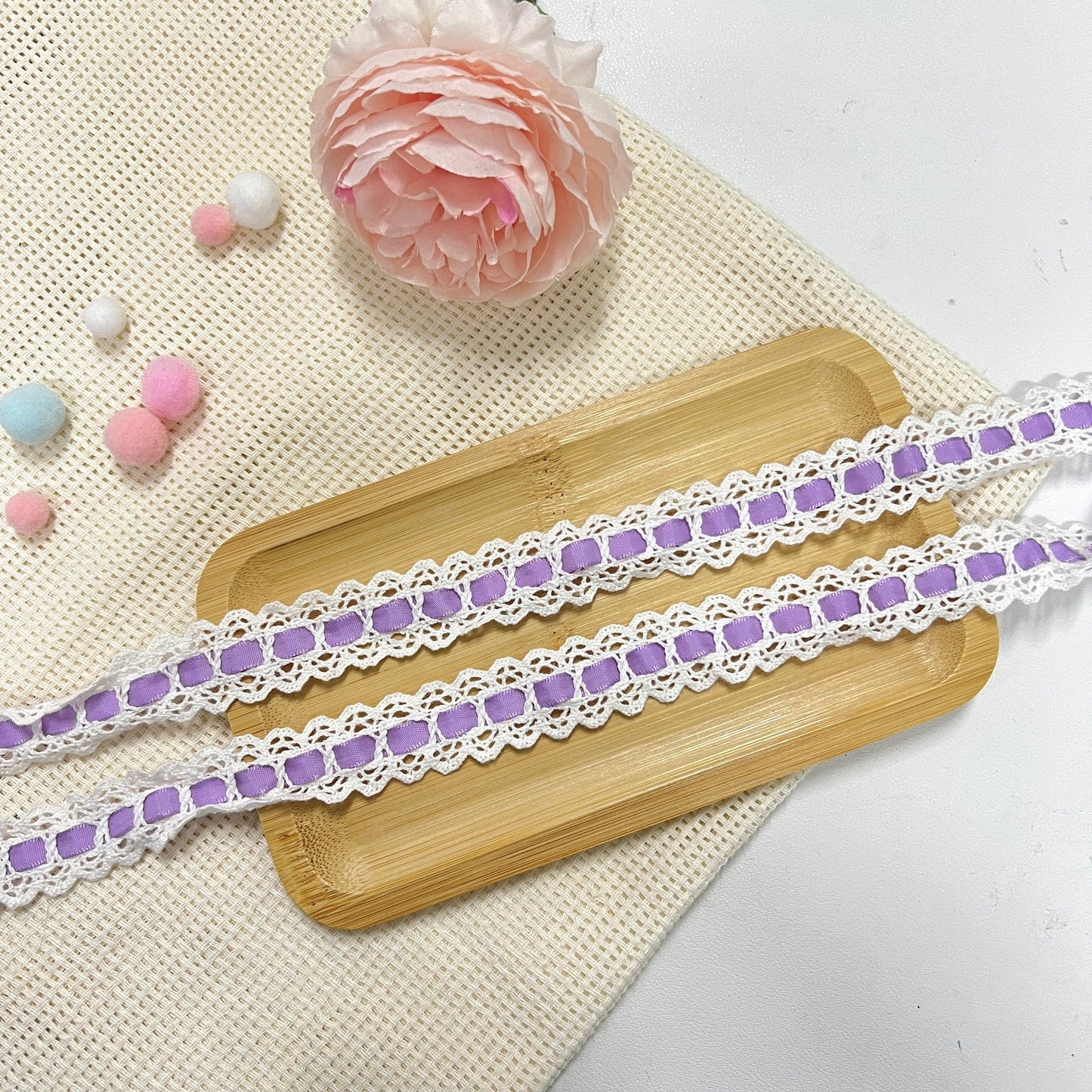 100cm Lace Ribbon: Purple